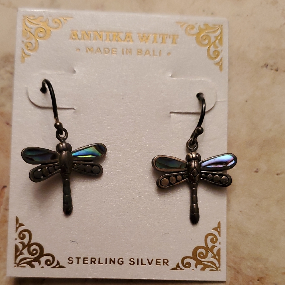 Annika Witt Dragonfly Sterling Silver Earrings with Iridescent Accents